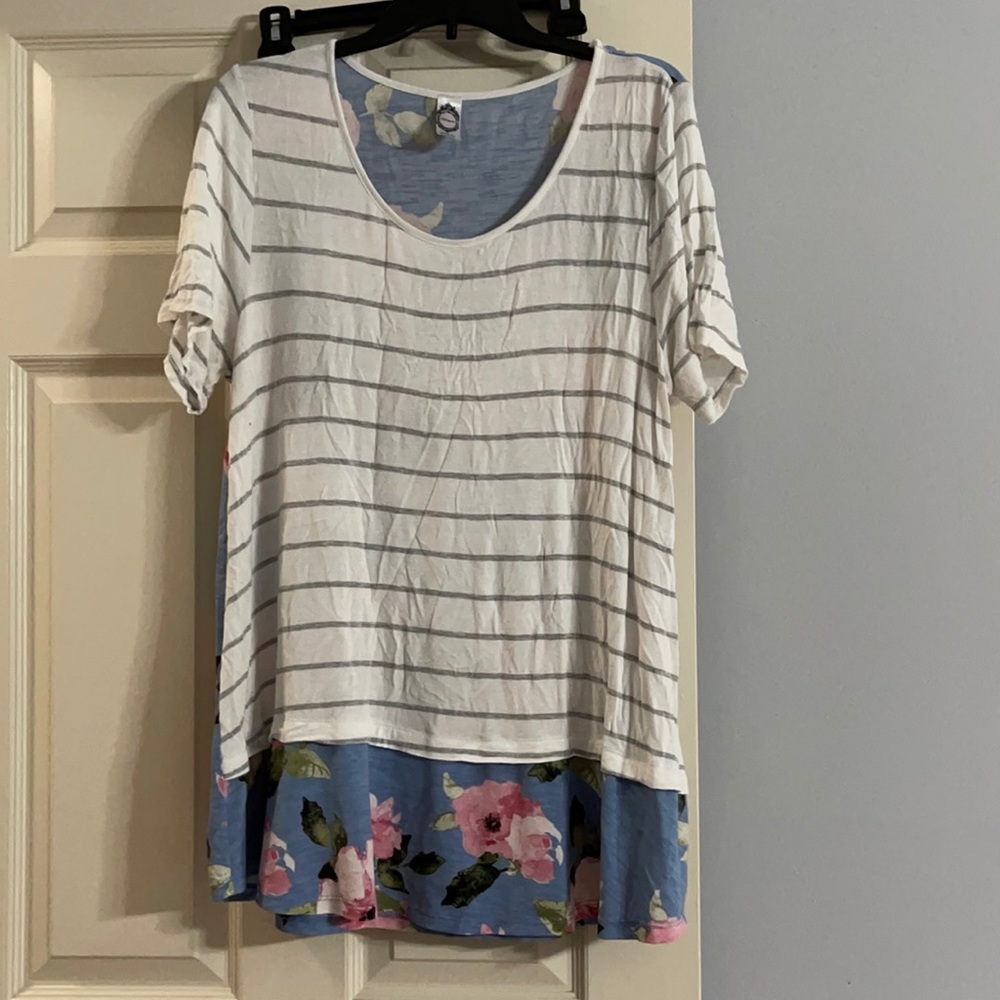 Mixed media tunic top
